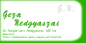 geza medgyaszai business card